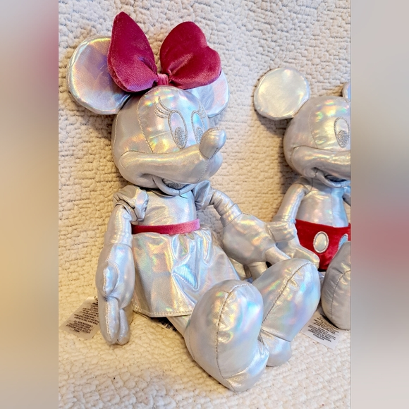 Silver Platinum Chrome Disney Mickey and Minnie 100 Year Celebration Couple - Picture 3 of 11